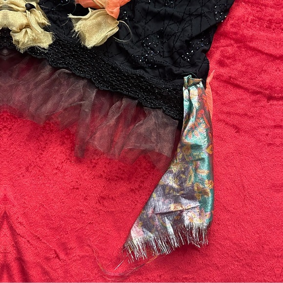 90s Avant Garde Art Beaded Black and Multicolor Lace Women's Top - Picture 6 of 9